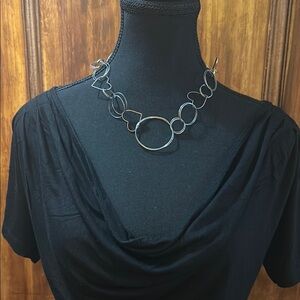 Silver Geometric Circle Necklace